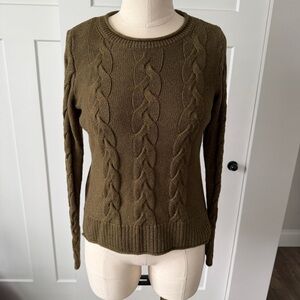 Ann Taylor Sparkling Green Cable Knit Sweater - XS